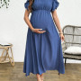 Maternity Solid Color Square Neck Casual